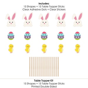 Hippity Hoppity Centerpiece Sticks Easter Bunny Party Table Toppers Easter Party Supplies Bunny, Chic and Egg Table Toppers 15 Ct image 5