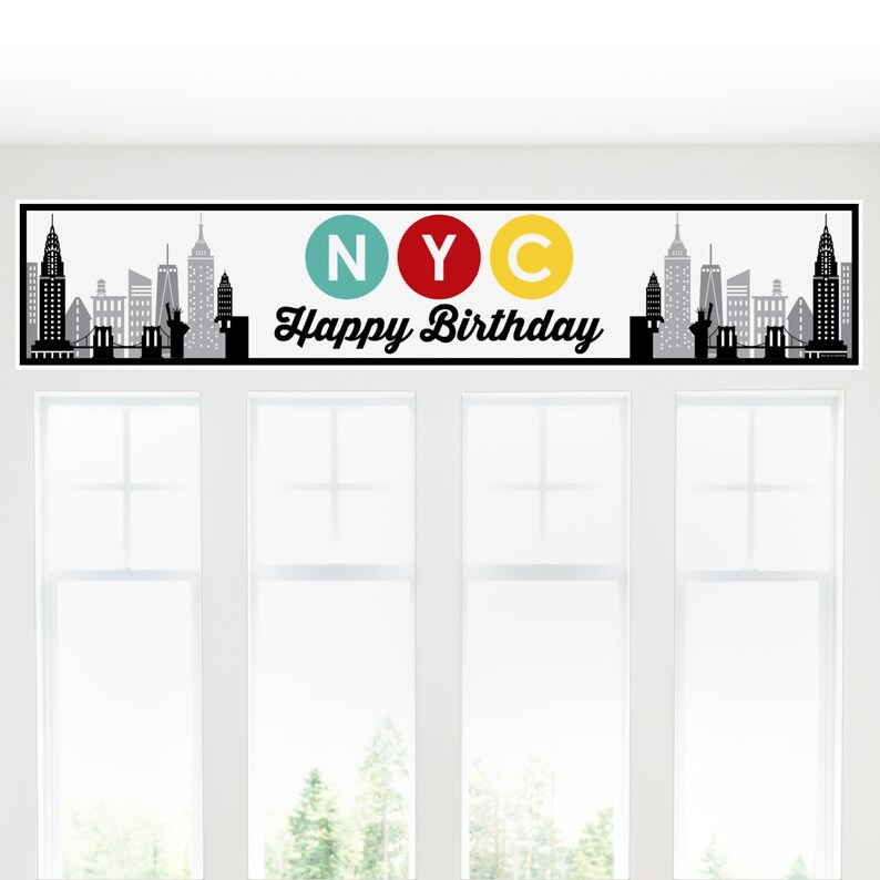 NYC Cityscape New York City Birthday Party Decorations Party Banner image 3