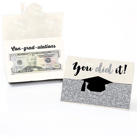 Graduation Party Money Holder Cards - Graduation Cards - Tassel Worth The Hassle - Silver - Graduation Money Holder - Set of 8 Il_570xn