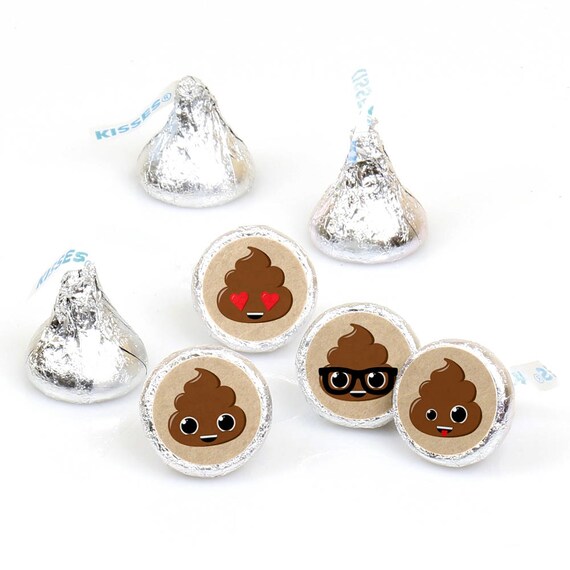 Party 'Til You're Pooped Poop Emoji Party Round Candy Sticker Favors