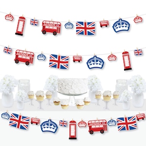 Cheerio, London - British UK Party DIY Decorations - Clothespin Garland Banner - 44 Pieces