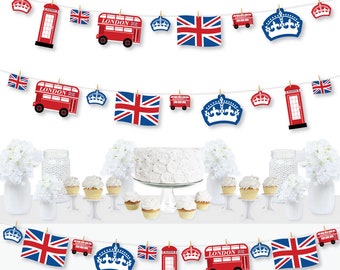 Cheerio, London - British UK Party DIY Decorations - Clothespin Garland Banner - 44 Pieces