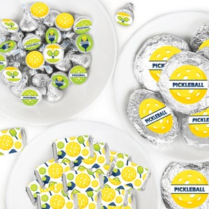 Let’s Rally - Pickleball - Mini Candy Bar Wrappers, Round Candy Stickers - Birthday or Retirement Candy Favor Sticker Kit - 304 Pcs