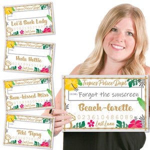 Last Luau - Tropical Bachelorette Party and Bridal Shower Mug Shots - Photo Booth Props Kit - 20 Count