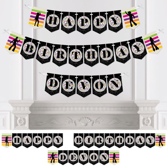 70's Disco - Bunting Banner - Personalized 1970s Disco Fever Birthday Party Bunting Banner & Decor - Seventies Party Hanging Decor Il_570xn