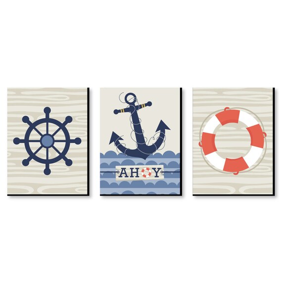 Ahoy Nautical Kids Room Nursery Home Decor 7 5 X 10