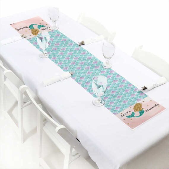Let's Be Mermaids - Petite Baby Shower or Birthday Party Paper Table Runner - 12 x 60 inches Il_570xn