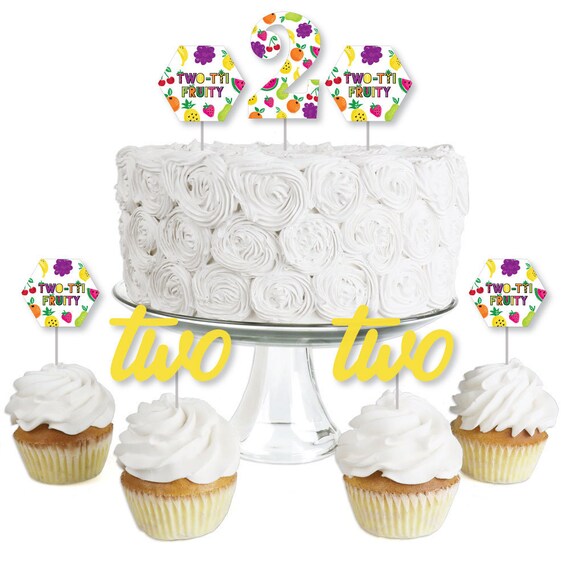 2nd Birthday TWO-tti Fruity - Dessert Cupcake Toppers - Frutti Summer Second Birthday Party Clear Treat Picks - Summer Party - 24 Ct Il_570xn