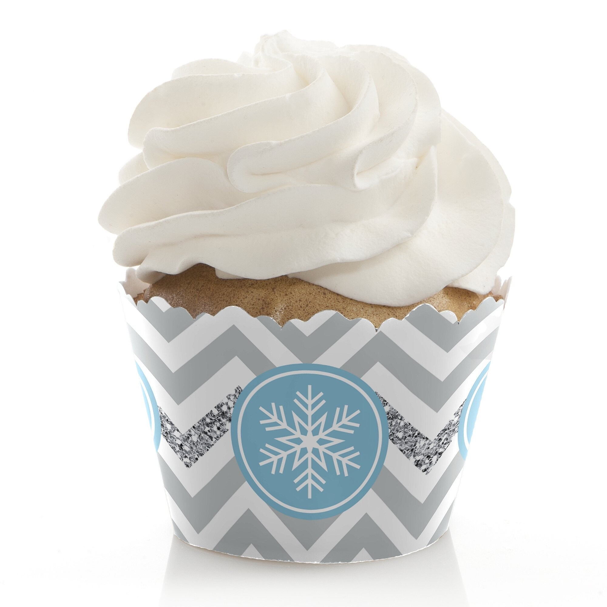 Winter Wonderland Snowflake Holiday Party and Winter Wedding Decorations Party Cupcake Wrappers Set of 12