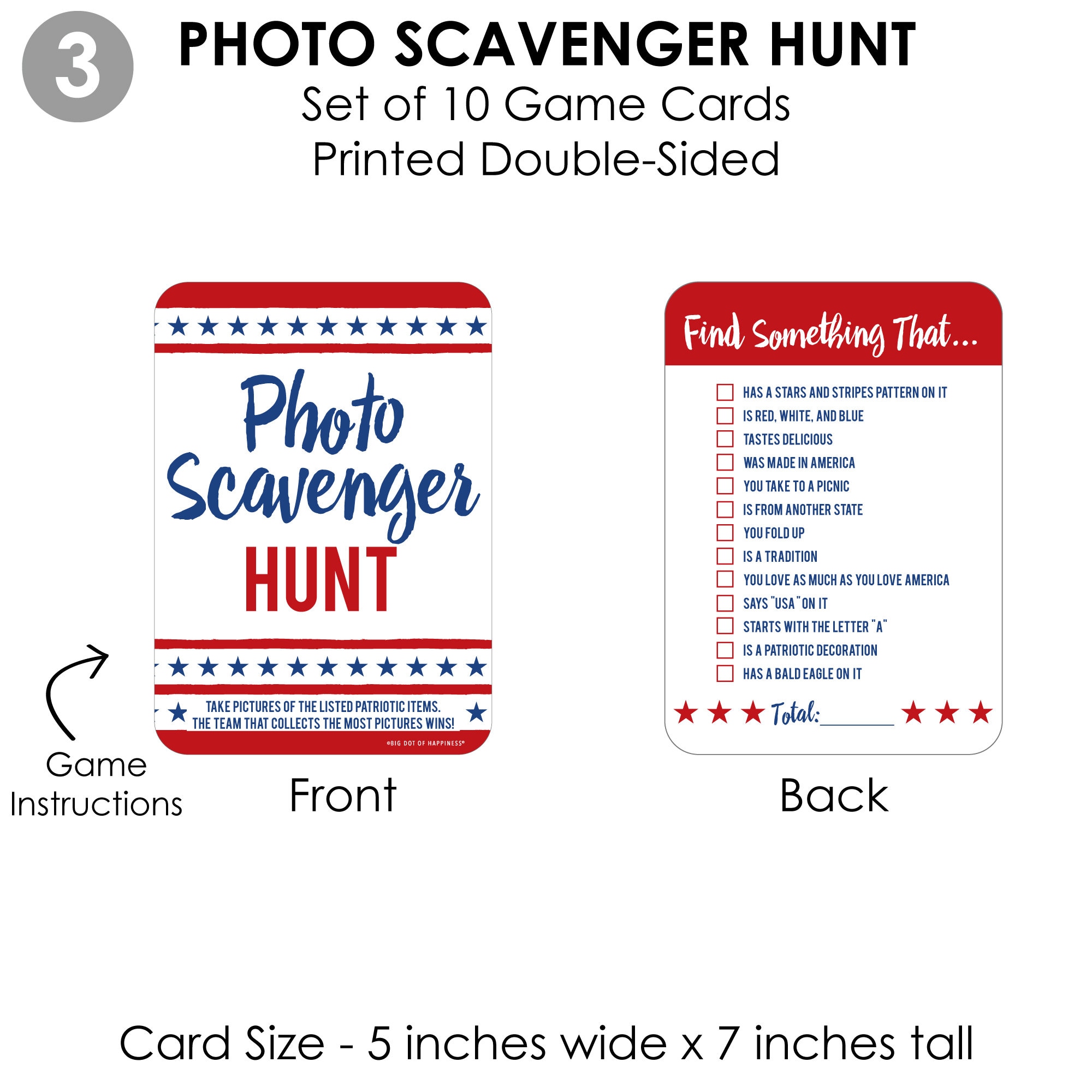 Stars and Stripes 4 Patriotic Party Games 10 Cards Each - Etsy