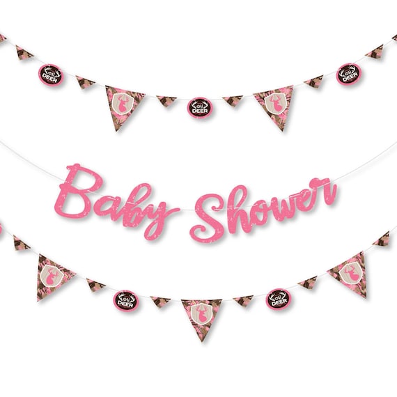Pink Gone Hunting - Deer Hunting Girl Camo Baby Shower Letter Banner Decoration - 36 Banner Cutouts and Baby Shower Banner Letters Il_570xn