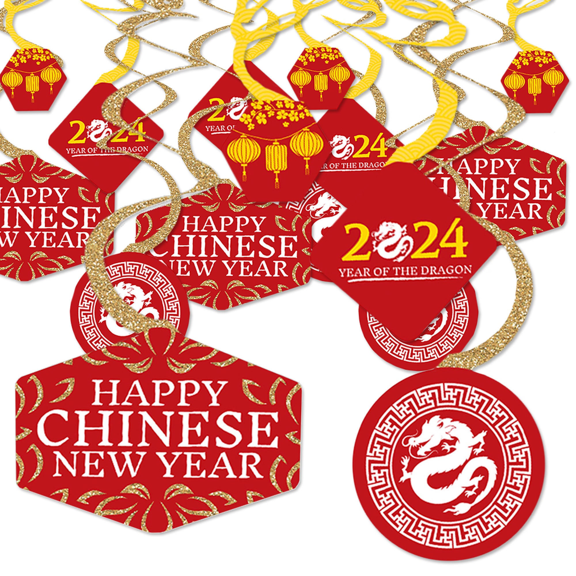  40 Pieces Happy Chinese New Year Decorations 2024