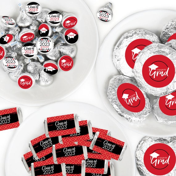 Red Grad - Best is Yet to Come - Mini Candy Bar Wrappers, Round Candy Stickers, Circle Stickers - 2023 Graduation Party Favor Kit - 304 Pcs Il_570xn