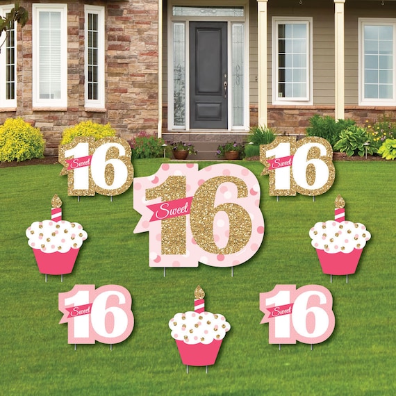 Sweet 16 Shaped Lawn Decorations Outdoor Yard Decorations