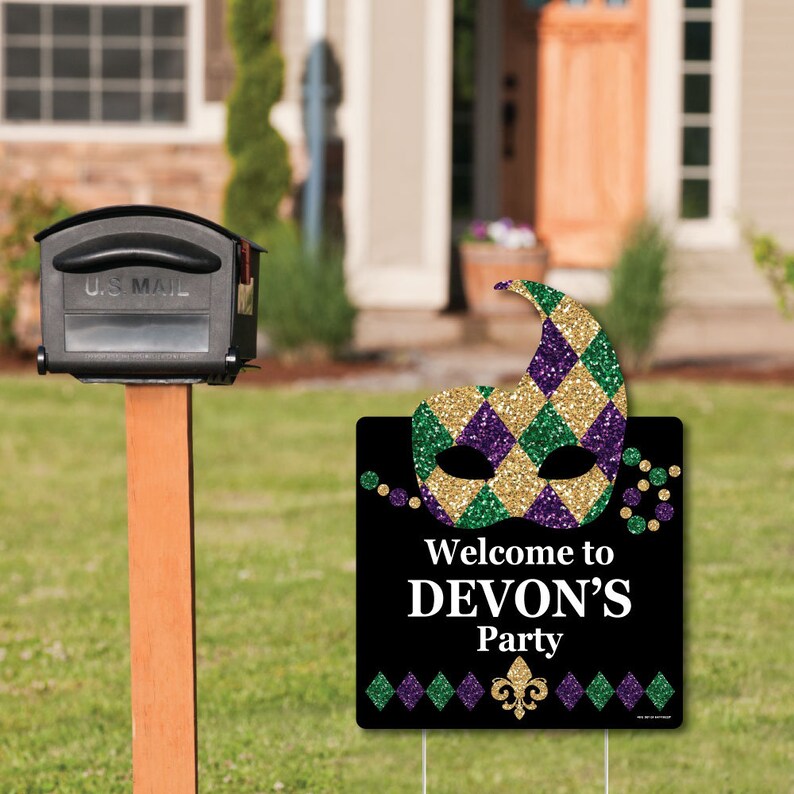 mardi gras welcome sign