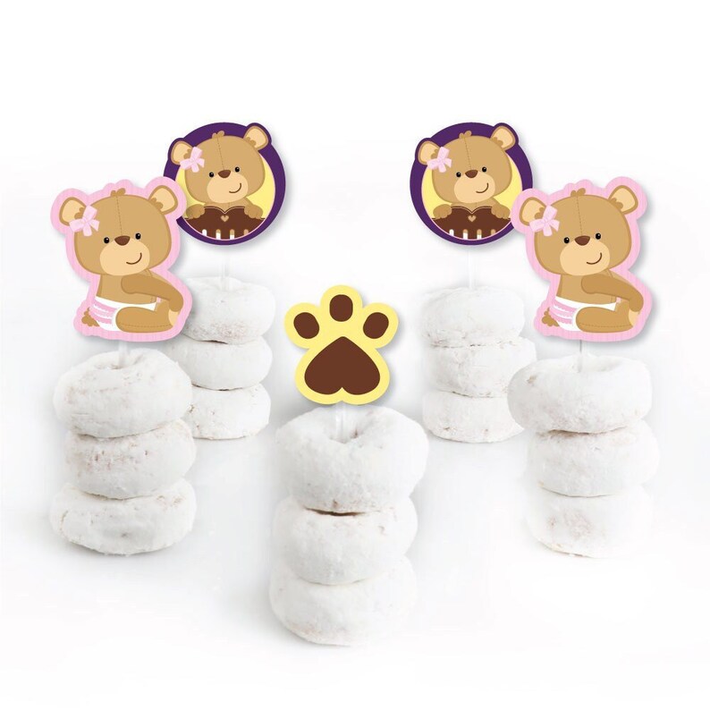 Baby Girl Teddy Bear Dessert Cupcake Toppers Teddy Bear - Etsy
