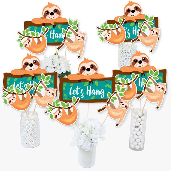 Let's Hang Sloth Centerpiece Sticks Sloth Baby Shower Table