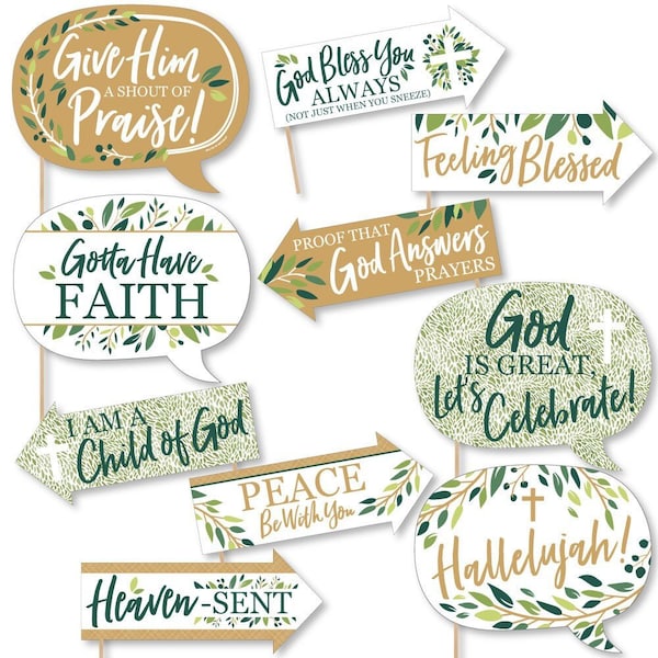Funny Elegant Cross - Religious Party Photo Booth Props Kit - 10 Piece
