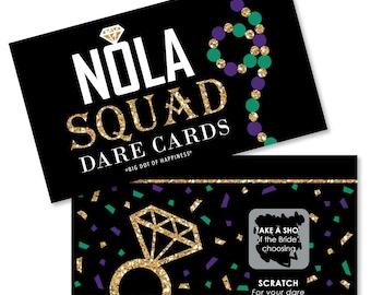 NOLA Bride Squad - Bachelorette Party Game - New Orleans - Bachelorette Party or Bridal Shower Scratch Off Dare Cards -  22 ct