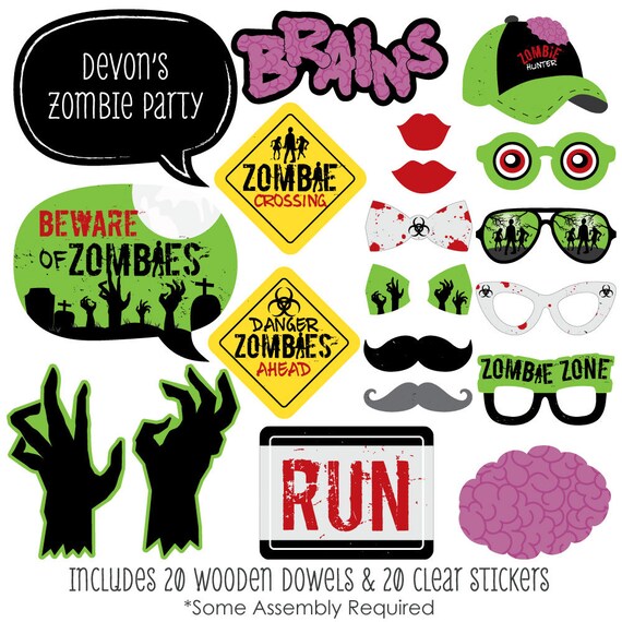 Zombie Zone Photo Booth Props Halloween Ou Anniversaire Etsy France