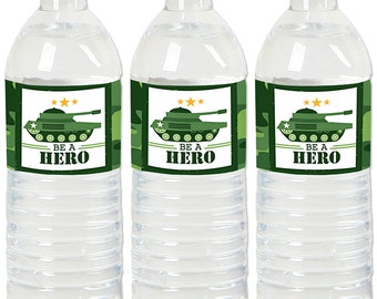 Camo Hero - Army Military Camouflage Party Water Bottle Sticker Labels - Set of 20