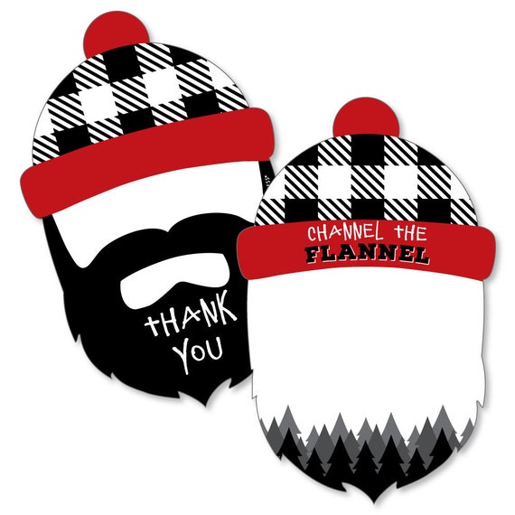 Lumberjack - Channel The Flannel - Shaped Thank You Cards - Buffalo Plaid Party Thank You Note Cards with Envelopes - Set of 12 Il_570xn