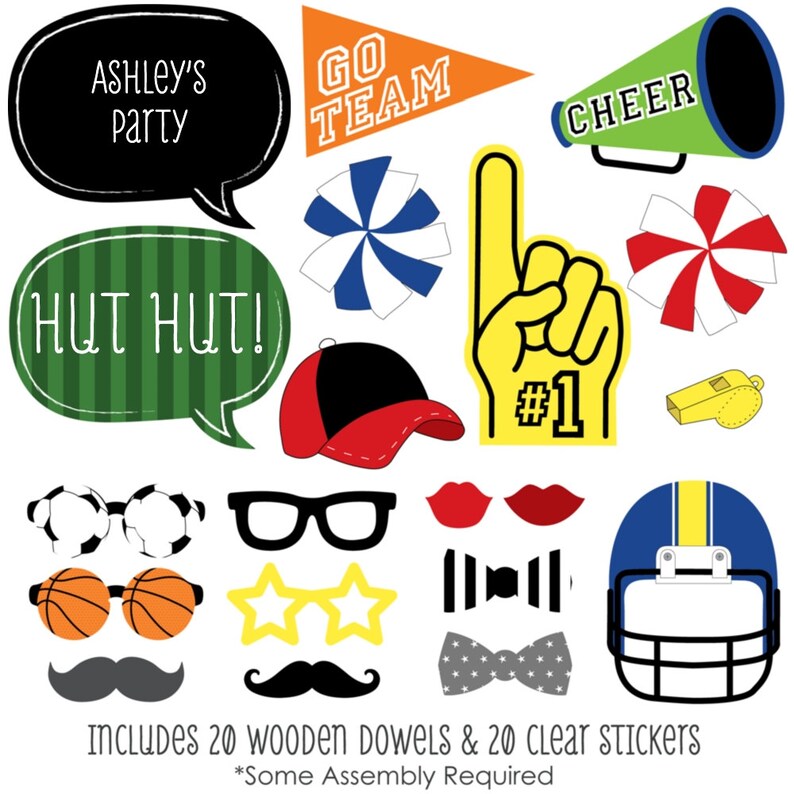 20 Sports Photo Booth Props All Star Team Photobooth Kit Etsy