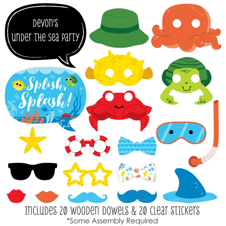 Beach Photo Booth Props Sea Critters Photobooth Kit with Etsy