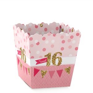 Sweet 16 - Party Mini Favor Boxes - Birthday Party Treat Candy Boxes - Set of 12