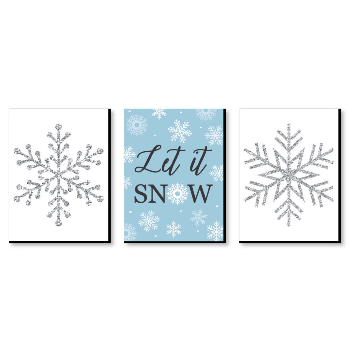 Winter Wonderland Holiday Wall Art and Blue Snowflake Etsy