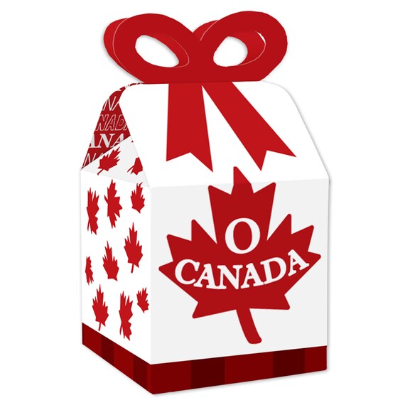 Canada Day Square Favor Gift Boxes Canadian Party Bow Boxes Set of 12 by Big Dot of