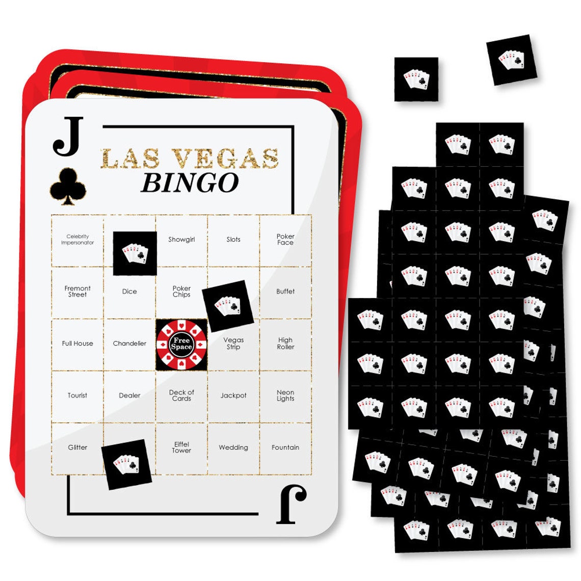 Las Vegas Bar Bingo Cards and Markers Casino Party Bingo Etsy