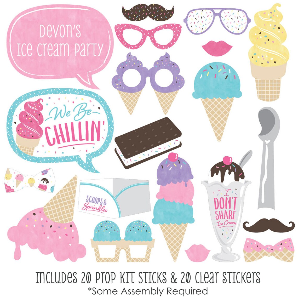Scoop up the Fun Ice Cream Photo Booth Props Sprinkles Etsy
