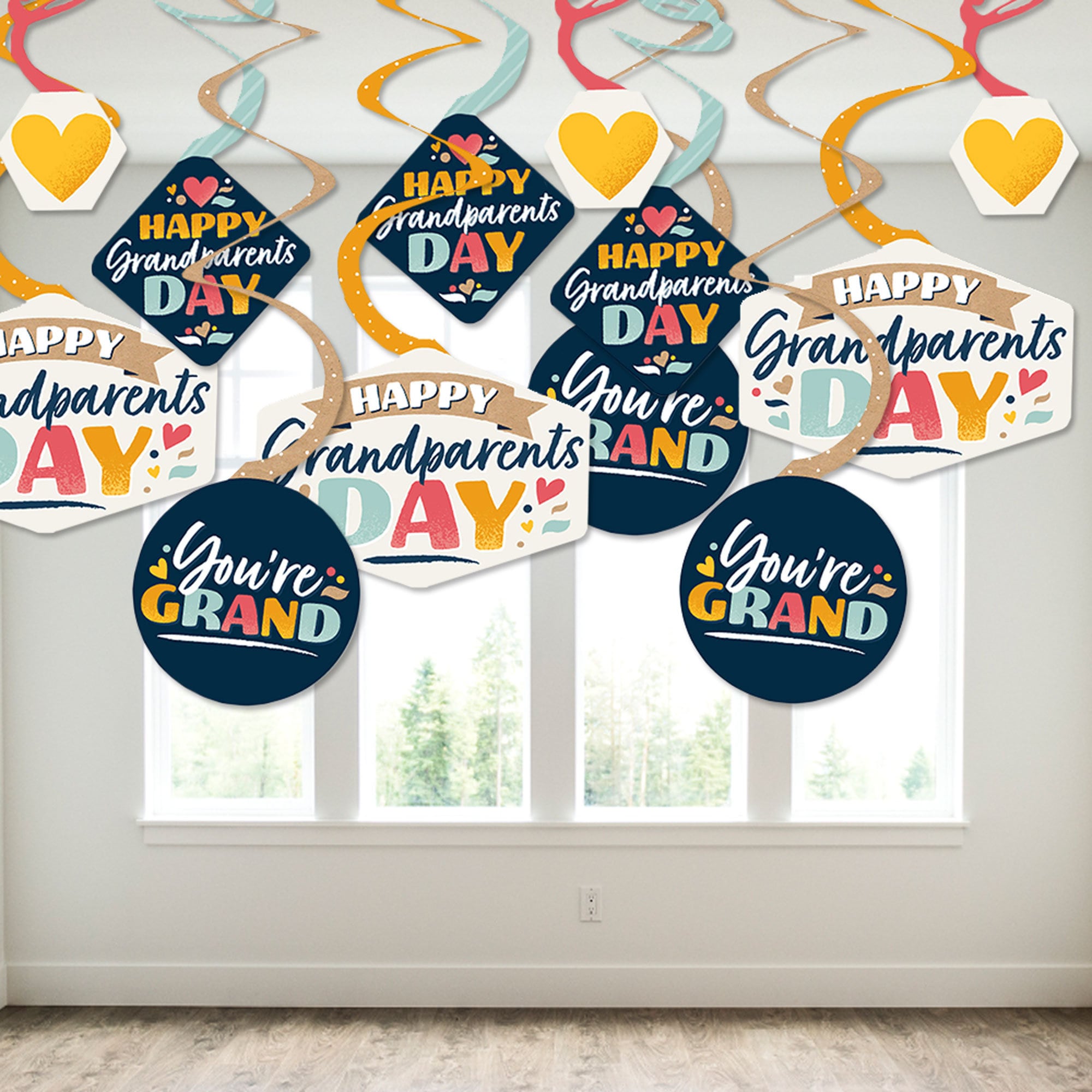 Happy Grandparents Day Banner – Fertig-Deko Für Oma & Opa Zum Aufhängen, Inkl. Schnur, 6,4m Lang