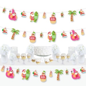 Tropical Christmas Beach Santa Holiday Party DIY Decorations Clothespin Garland Banner 44 Pieces image 1