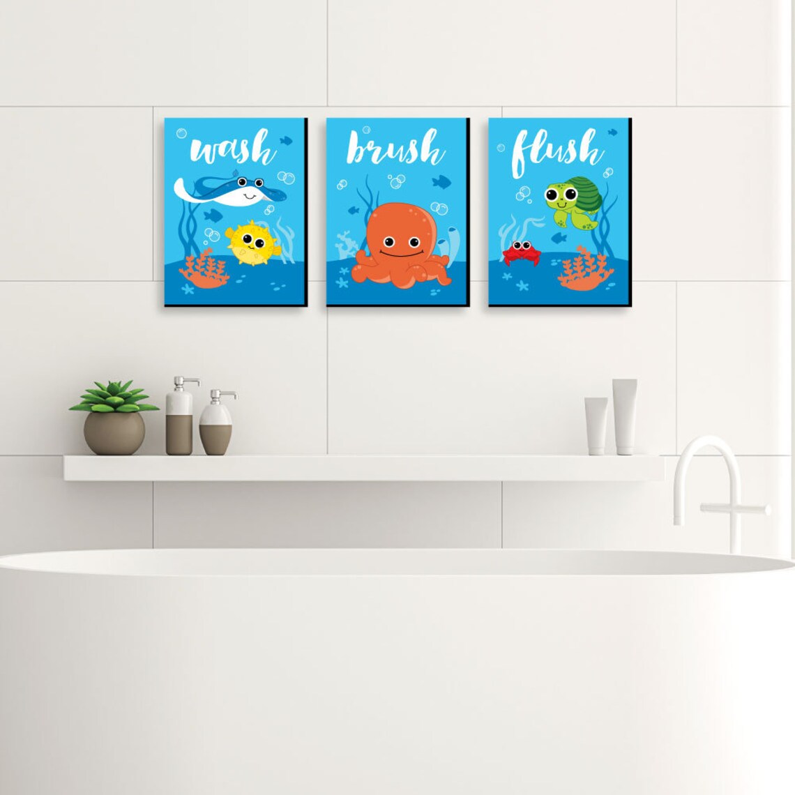 Under The Sea Critters Kids Bathroom Rules Wall Art Décor | Etsy