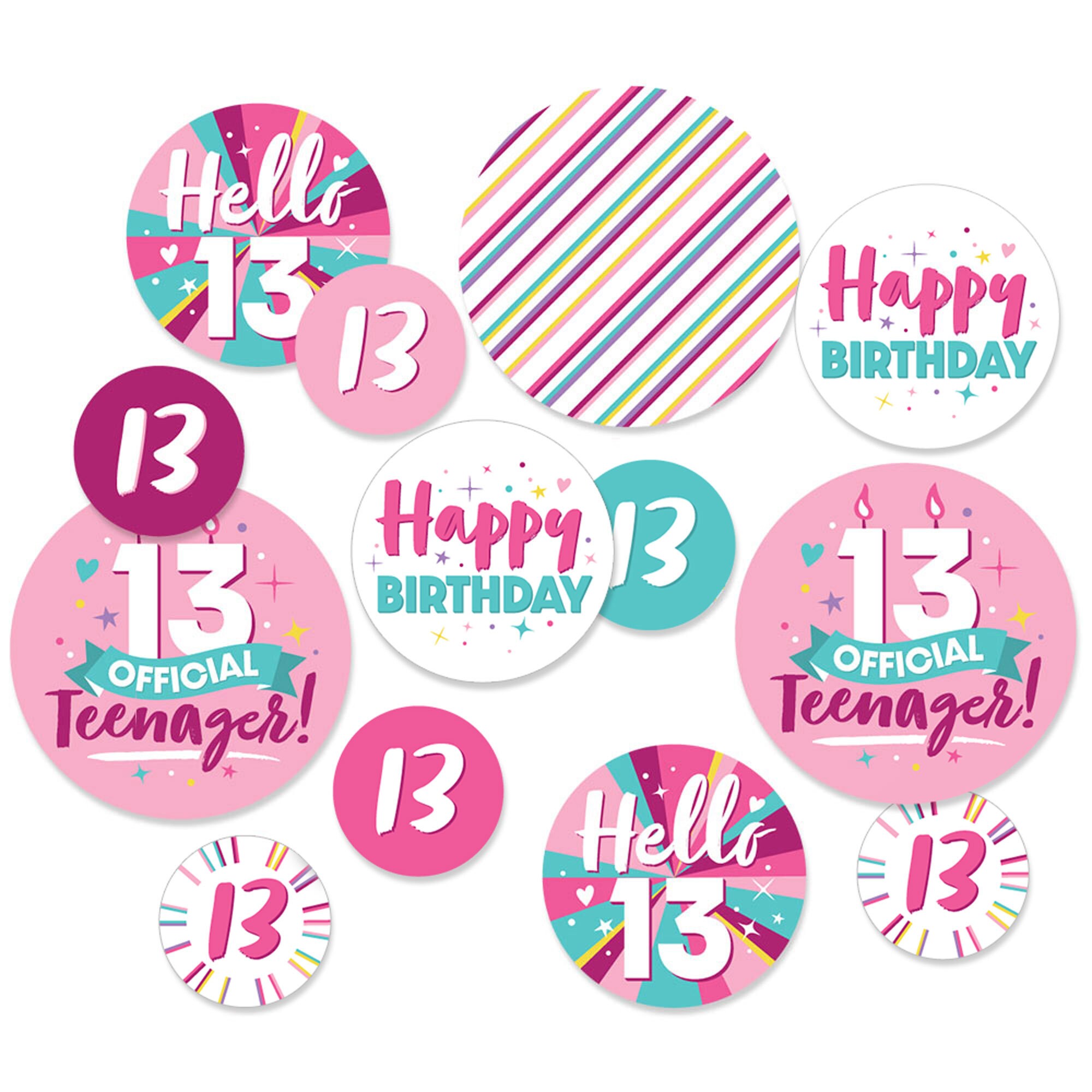Girl 13th Birthday Official Teenager Birthday Party Giant Circle Confetti Party Decorations Large Confetti 27 Count