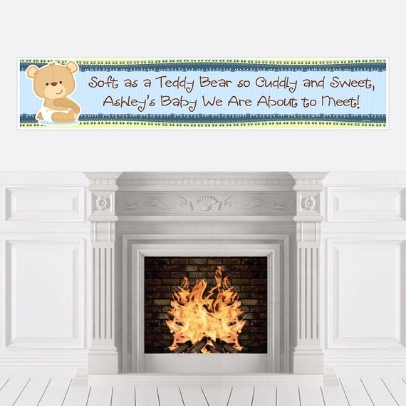Boy Teddy Bear Personalized Banner - Baby Shower Banner Decorations - Custom 1st Birthday Party Banner - Personalized Party Decorations Il_570xn
