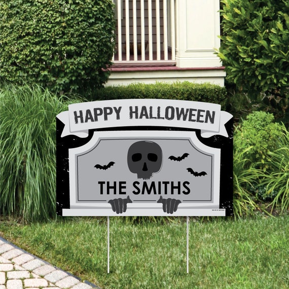 Graveyard Tombstones - Halloween Party Yard Sign Lawn Decorations - Personalized Happy Halloween Party Yardy Sign Il_570xn