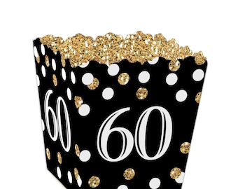 Adult 60th Birthday - Gold - Party Mini Favor Boxes - Birthday Party Treat Candy Boxes - Set of 12