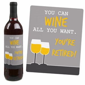 Retirement Party Wine Bottle LAbels Wine Bottle Labels for Retirement Parties Gifts for Women and Men Set of 4 Sticker Labels image 5