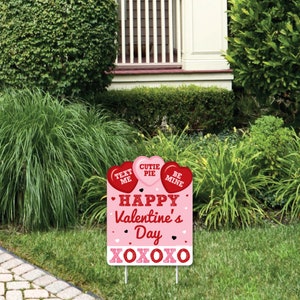 Conversation Hearts - Outdoor Lawn Sign - Valentine’s Day Party Yard Sign - 1 Piece