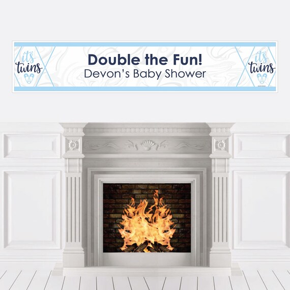 It's Twin Boys - Personalized Banner - Blue Twins Baby Shower Banner Decorations - Twins Banner Decor Il_570xn