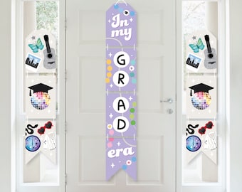 In My Grad Era - Hanging Vertical Paper Door Banners - Graduation Party Wall Decoration Kit - Indoor Door Decor