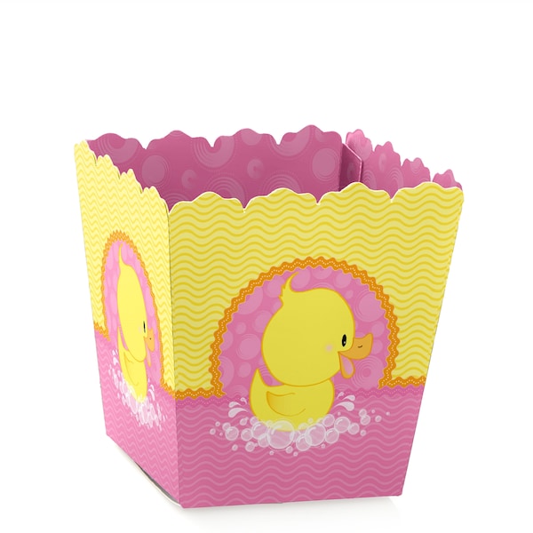 Pink Ducky Duck - Party Mini Favor Boxes - Girl Baby Shower or Birthday Party Treat Candy Boxes - Set of 12