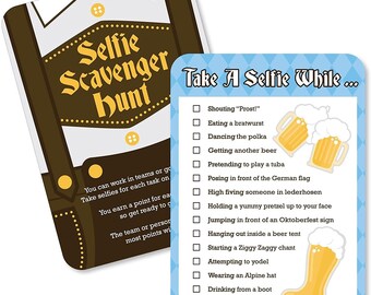 Oktoberfest - Selfie Scavenger Hunt - German Beer Festival Game - Set of 12