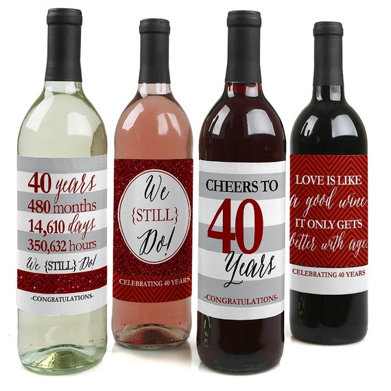 We Still Do - 40th Anniversary Wine Bottle Labels for Women and Men - Set of 4 Sticker Labels Il_570xn