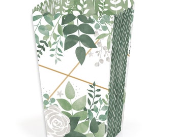 Boho Botanical - Greenery Party Favor Popcorn Treat Boxes - Set of 12