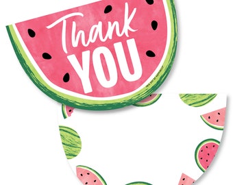 Sweet Watermelon - Shaped Thank You Cards - Fruit Party Thank You Note Cards with Envelopes - Set of 12