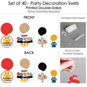 Happy Gotcha Day Dog and Cat Pet Adoption Party Hanging Decor Party Decoration Swirls Set of 40 image 5